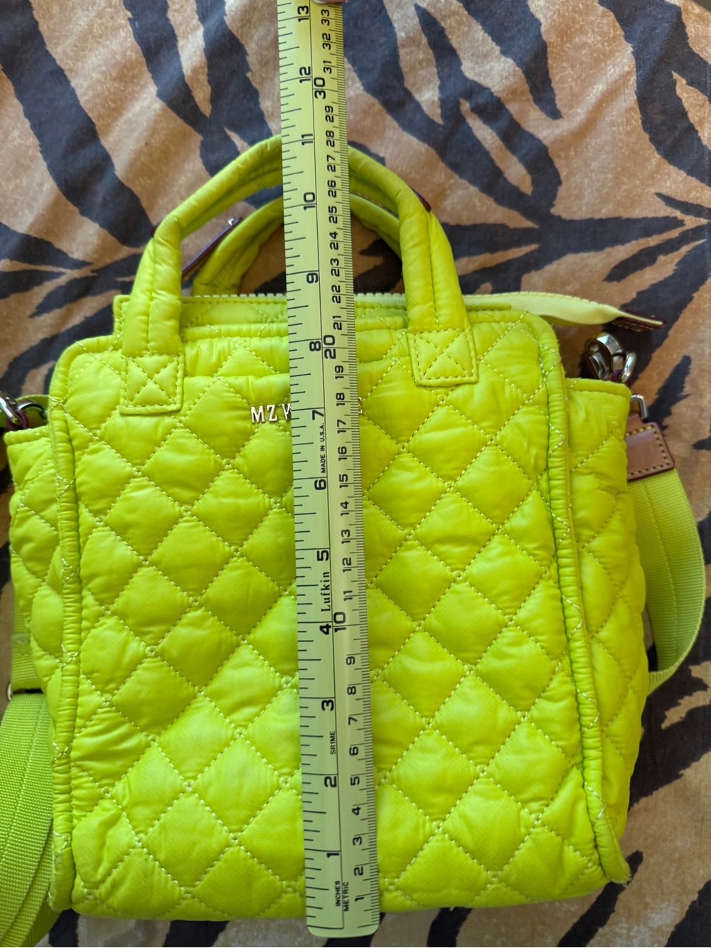 MZ Wallace Acid Yellow Quilted Mini Box Tote Crossbody Bag - Picture 11 of 11